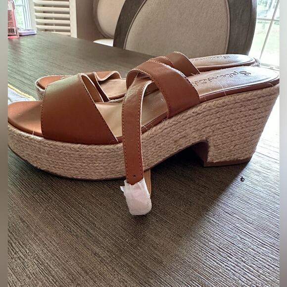 Splendid Women’s Bowie Espadrille Wedge Leather Camel Sandal New - Picture 8 of 13